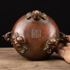 Copper Incense Burner Chinese Brass Incense Burner Kit Traditional Zen Incense Burner Antique Style Office Yoga Home Decor 7.9 * 5.9 * 8.3IN 6.3LB