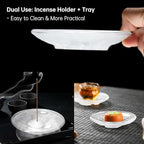 Glass Incense Burner Holder with 3D Base Design - 4.5" Frosted Hammered Texture Ash Catcher Tray, The Minimalist Design Burner for Stick Incense, Meditation Home Desk Accessory