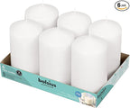 BOLSIUS 6 White Pillar Candles Bulk - 3x6 Inches Candle Set - 70+ Hours Clean Burning - No Palm Oil - 0% Animal Fat - Premium European Quality - Unscented Dripless Wedding Pillars
