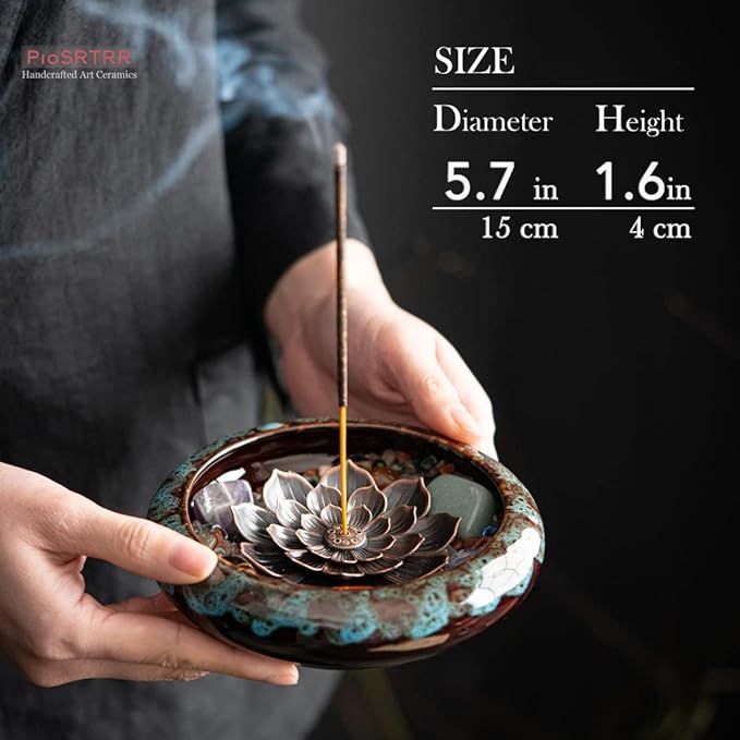 Incense Stick Holder-Crystal Lotus Incense Holder,Ceramic Incense Burner