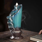 1 Pack Ceramic Incense Burner Waterfall, with 20 Cones and 30 Fragrance Sticks, Backflow Incense Burner Holder, Waterfall Torch Incense Burner, Smoke Fountain, for Room Office Aromatherapy Ornament