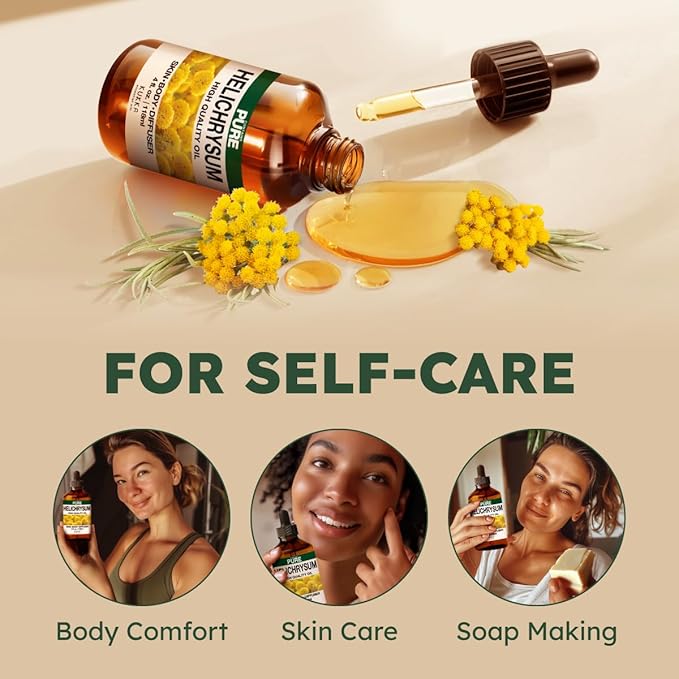 KUKKA Helichrysum Essential Oils - 4 Fl Oz - for Hair, Skin, Diffuser, Aromatherapy & DIY Soap Making Scent