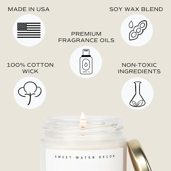 Sweet Water Decor Mulled Cider Candle - Fall Scented with Cinnamon, Icing and Cinnamon Buttery Pastry for Home - Fall Soy Candle with 40 Hours Burn Time - 9Oz Gold Lid Clear Jar Mulled Cider Scents