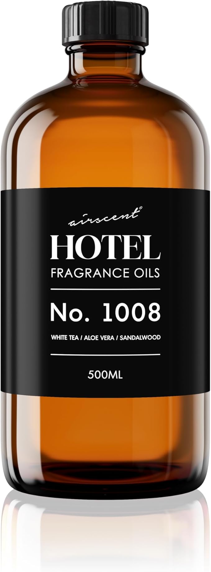 AirScent Hotel Diffuser Oil No. 1008 - White Tea, Aloe Vera & Sandalwood - Premium Fragrance Oil for Ultrasonic and Waterless Diffusers and Crafting - 500 mL, 16.9 fl oz Glass Dropper Bottle
