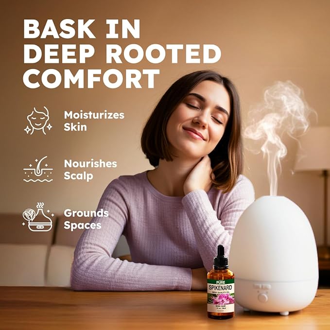 KUKKA Spikenard Essential Oils - 1 Fl Oz - for Hair, Skin, Diffuser, Aromatherapy & DIY Soap Making Scent