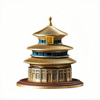 Chinese Temple of Heaven Incense Burner - Heavy 1050g Solid Brass 3-Layer Censer with Lid, Feng Shui Altar Decor for Cones, Sage, Resins, 5x5x5 Inch Natural Brass Meditation Gift