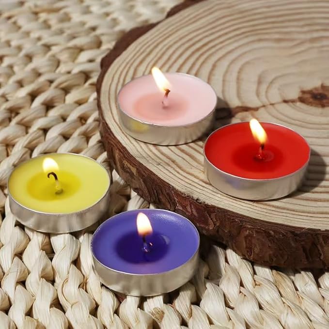 Colored tealight Candles Handmade Organic Tea Lights Set of 10pack Small red Candles 1.5-2 Hours Burn Tea Lights for Valentine's Day, Birthday, Votive Parties ，Home Decoration (Green)