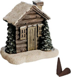 Log Cabin Incense Burner with Smoking Chimney, Resin Christmas Log Cabin Incense Cone Burner, Snowy Winter Rustic Aromatherapy Incenses Holder, Home Tabletop Christmas DecorIncense Burner(1PC)