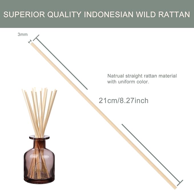 HOSSIAN 10 x Random Coloured Ball Vines Aroma Diffuser Aromatherapy Home Decor Rattan Reed Sticks + 90 Reed Diffuser Sticks, Diffuser Refills, Spa, Aromatherapy