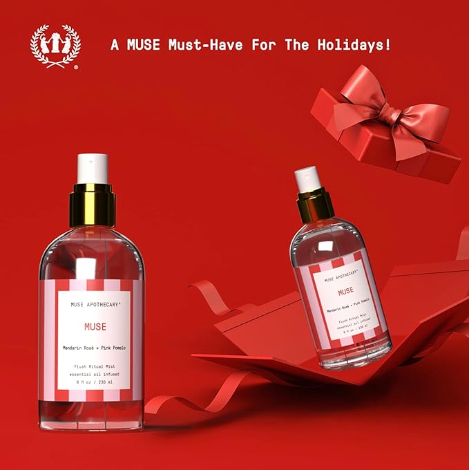 Muse Apothecary Flush Ritual - Aromatic & Refreshing Toilet Spray, Use Before You Go, 8 oz, Infused with Natural Essential Oils - Great Valentine's Day Gift - Mandarin Rosè + Pink Pomelo, 2 Pack