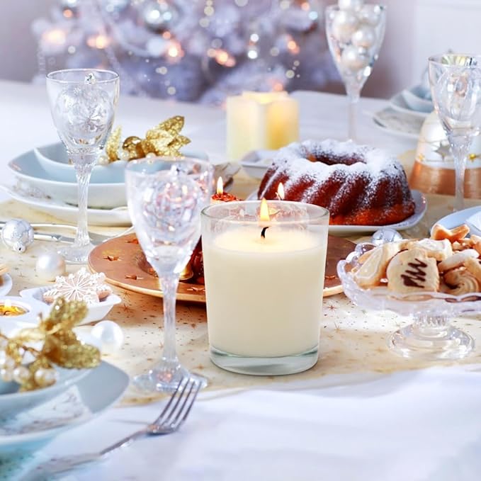 Unscented White Votive Candles in Glass Small Soy Wax 1.8oz Candles for Wedding Party Dinner Table Home, 4 Packs