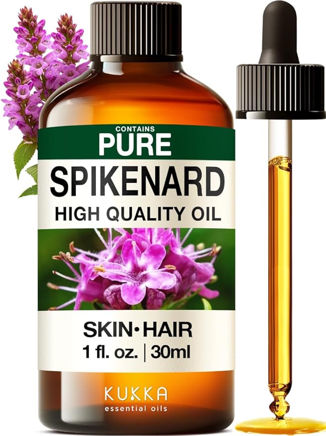 KUKKA Spikenard Essential Oils - 1 Fl Oz - for Hair, Skin, Diffuser, Aromatherapy & DIY Soap Making Scent