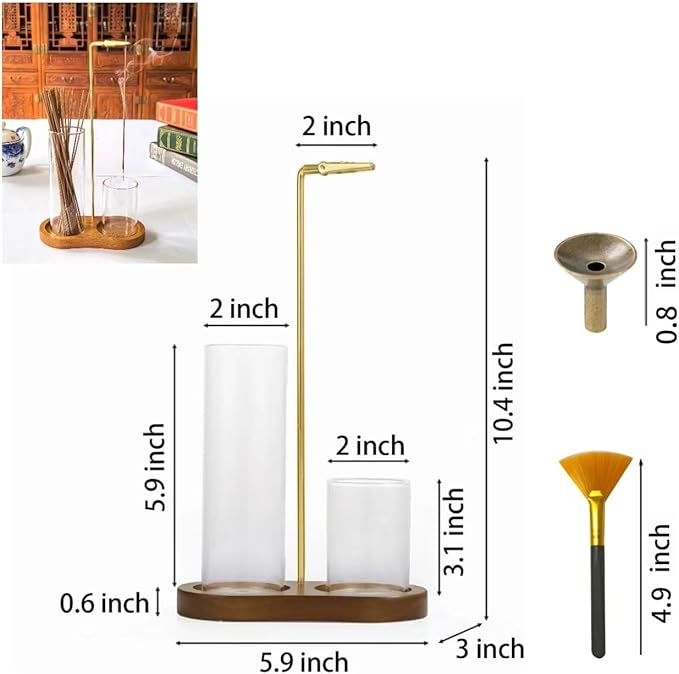 2 in 1 Glass Incense Holder & Burner with Ash Catcher – Decorative Incense Stick Holder for Aromatherapy, Yoga, Meditation