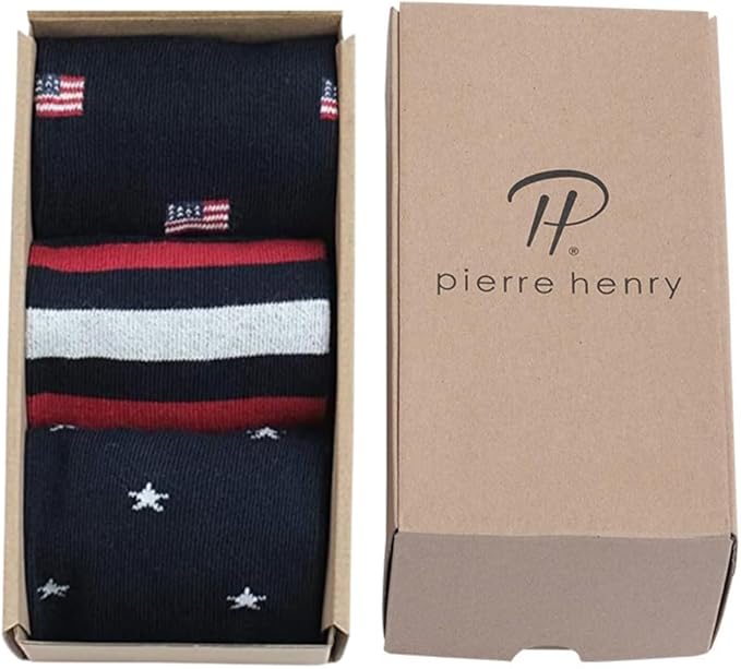 Pierre Henry Over the Calf Socks for Men (3 pairs) | Cotton Over the Calf Dress Socks | Long Socks Designed to Stay up 12+ hr