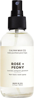 Calyan Wax Co. Rose & Peony Air Freshener, Non Aerosol Bedroom Spray, Natural Room Mist, Aromatherapy Spray with Essential Oils, 4fl oz
