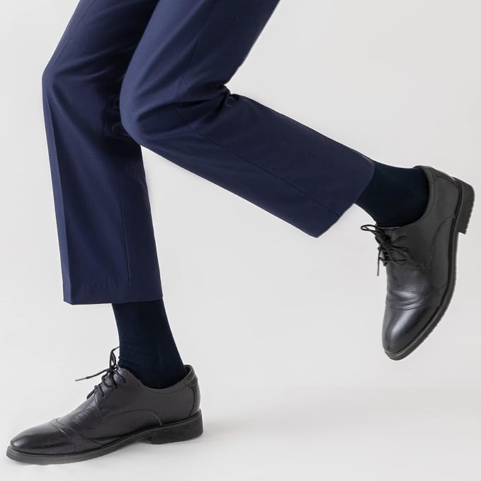 Men's Dress Socks 5 Pairs Mens Cotton Calf Business Formal Socks Soft Breathable Athletic Long Crew Casual Socks