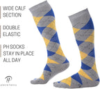 Pierre Henry Over the Calf Socks for Men (3 pairs) | Cotton Over the Calf Dress Socks | Long Socks Designed to Stay up 12+ hr