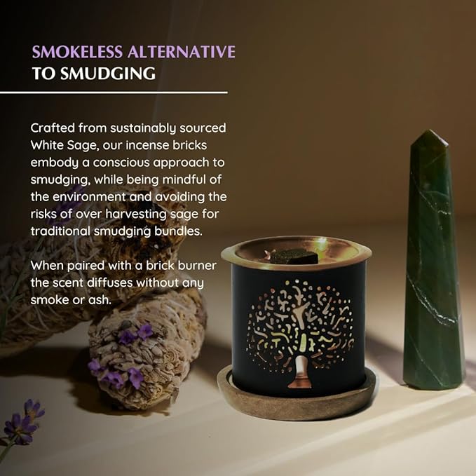 White Sage & Lavender Incense Bricks with Rainbow Exotic Burner by Aromafume | 2x9 Bricks | Sage Incense for Cleansing Negative Energy & Protection | Sage for Smokeless Smudging, Spiritual Cleansing