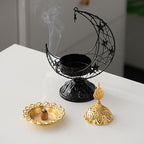 Metal Greek Incense Burner Antique Arabic Incense Censer Pot Metal Candlestick Candle Stand Incense Bowl for Aromatherapy Yoga Spa Home Decor (Black)