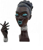 Head Scent: Elegant Head Incense Black Woman Burner, Modern Design, Stylish Head Scent Incense Holder Black Women, Sophisticated Home Decor, Desk Accessory (Blue Eye)