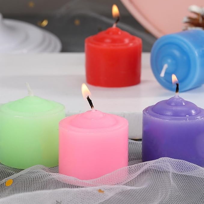 Tea Candles Round Romantic Candle Tealight Small Sweet Wedding Party 12 Pack Home 2-2.5 Hours Burn Time Votive Parties Bulk Birthday Halloween Emergency Family Dinner Hotel Ktv Bar (White)