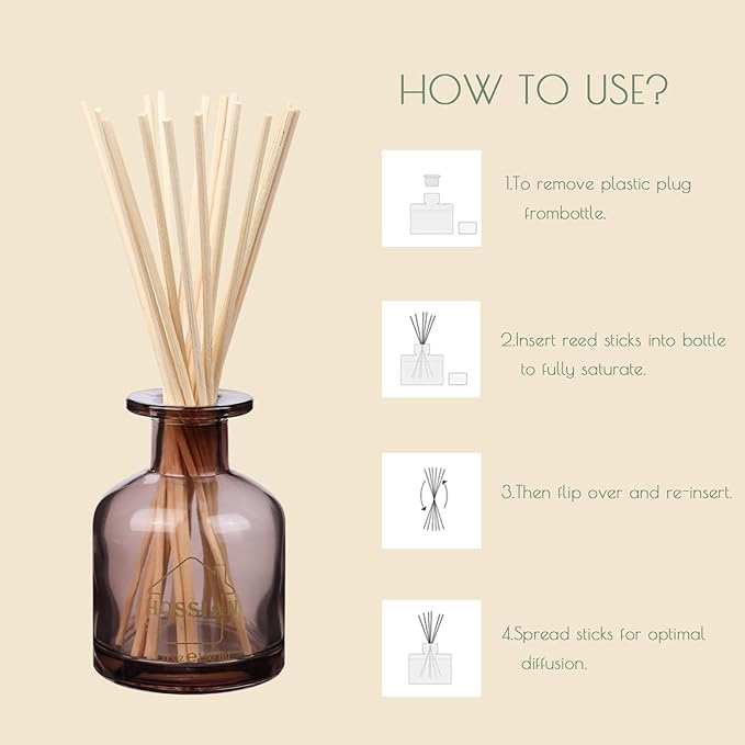 HOSSIAN 9 Inch Reed Diffuser Sticks, 20pcs Natural Rattan Sticks Oil Diffuser Sticks Diffuser Sticks Refill