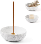 WORHE Marble Incense Holder, Natural Stone Incense Holder for Sticks with 9 Incense Holes, Handmade Incense Stick Burner Reflux Burner Ideal for Meditation Yoga Spa Room Decor White (WH086)