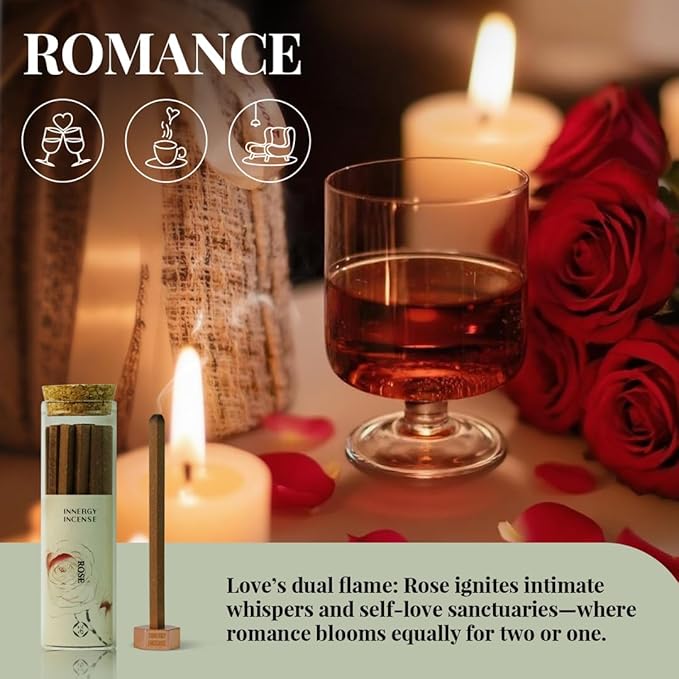 Love & Self-Care - Innergy Rose Incense Sticks, Luxury Floral Blend Self-Care Gift Incense