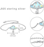 TYSO Mushroom Bracelet 925 Sterling Silver White/Pink/Blue Opal Mushroom Bracelet Jewelry Gift for Women