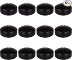 Mega Candles 12 pcs Unscented Black Floating Candles, Hand Poured Wax Candle 2 Inch Diameter, Home Décor, Wedding Receptions, Centerpieces, Occasions, Events, Festivities, Meditations, Spas