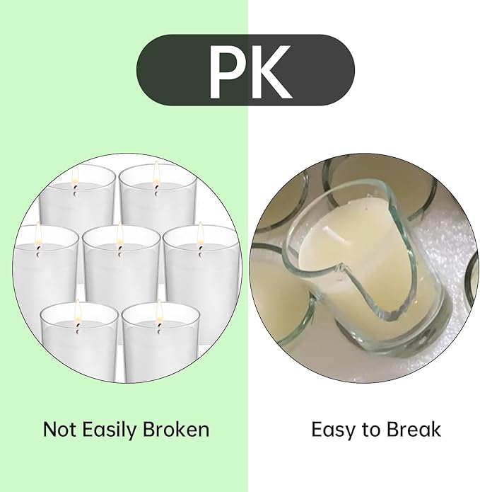 flamecan (Set of 24) Votive Candles, Unscented White Wax, for Wedding, Birthday, Party, Spa, Holiday, Home Decoration (15 Hour Burn Time)