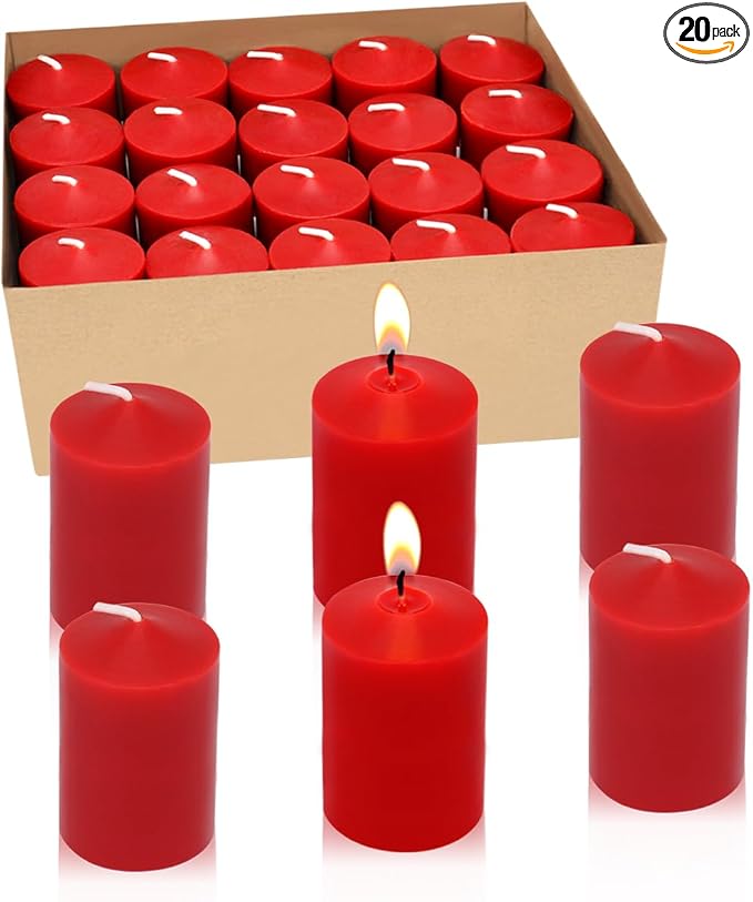 15 Hour Red Votive Candles, Unscented 1.5 Inch Diameter Wax Candles for Wedding, Party & Home, 1.5"D x 2.25"H