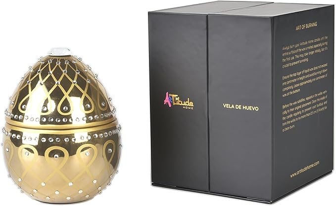 Easter Egg Candle| Egg-Shaped Scented Candle | Housewarming Decorative Gift | Soy Wax | 17.5 CM | Spice Rose - Oud - Sandalwood | Gift for Anniversary, Graduation,Christmas, Birthday, 3 Wicks