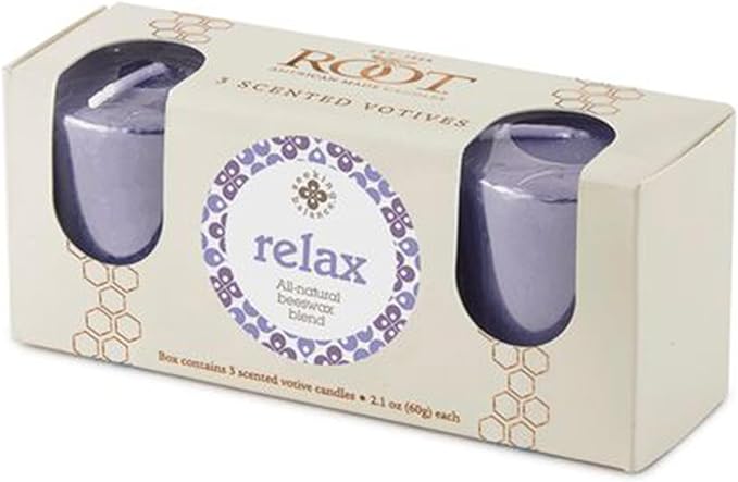 Root Candles Scented Votive Candles Seeking Balance® 20-Hour Spa Aromatherapy Candles, 3-Count, Relax: Geranium Lavender