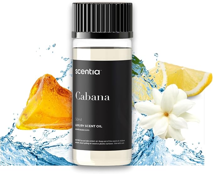Hotel Diffuser Oil Inspired by 5-Star Hotel Scent - 50 mL 1.69 fl oz - Essential Oil Blend Botanical Jasmine, Bergamot & Fresh Marine Notes for Aromatherapy Diffusers - Cabana