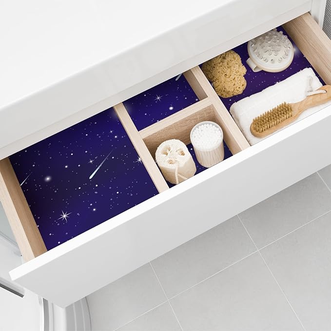 10 Sheets Drawer Liners for Dresser Scented Drawer Liners Non Adhesive Scented Paper for Fragrant Home Shelf Closet (Linen,Starry Sky)