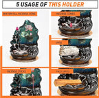 Mountain Waterfall Incense Burner，Backfall Incense Holder River, Incense Falls Meditation Decor for Room with Upgrade Incense Cones and Accessories (Applique)