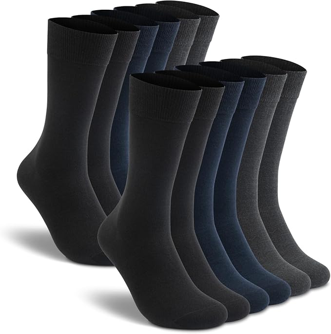 LIXIA Men's Thin Merino Wool Socks, Cozy Winter Warm Breathable Mid-calf Casual Dress Liners 3/6 Pairs Pack