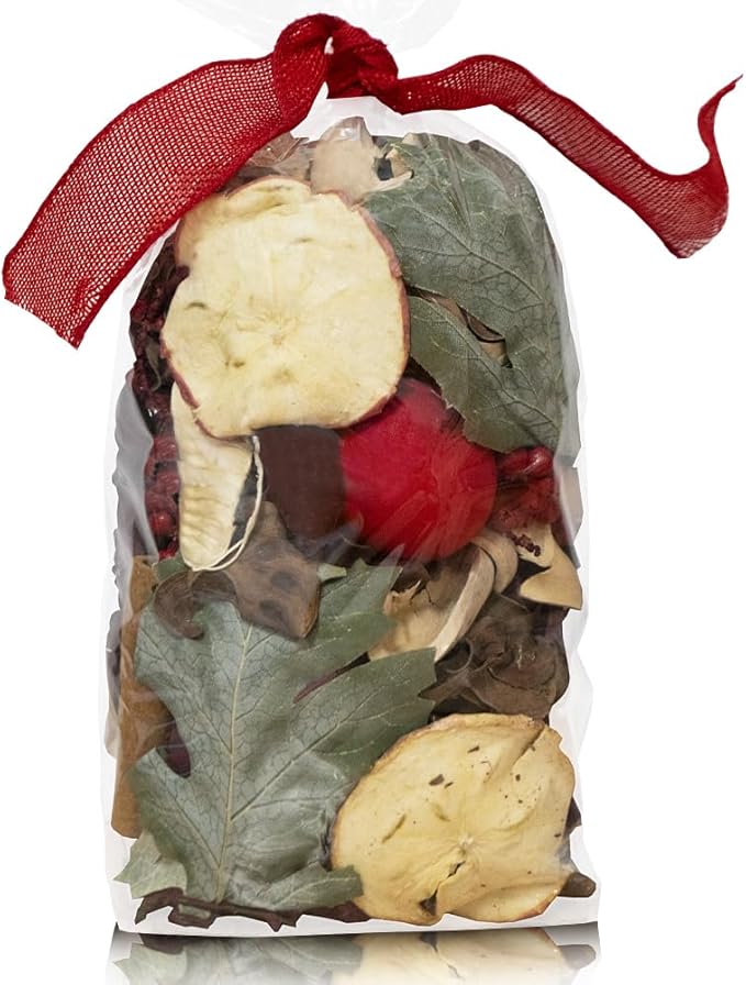 Qingbei Rina Christmas Potpourri Bags, Apple Scented Potpourri Bowl Filler, Red Decorative Dried Flowers, Home Fragrance Sachet, Winter Vase Fillers, Holiday Bathroom Decor (20oz)