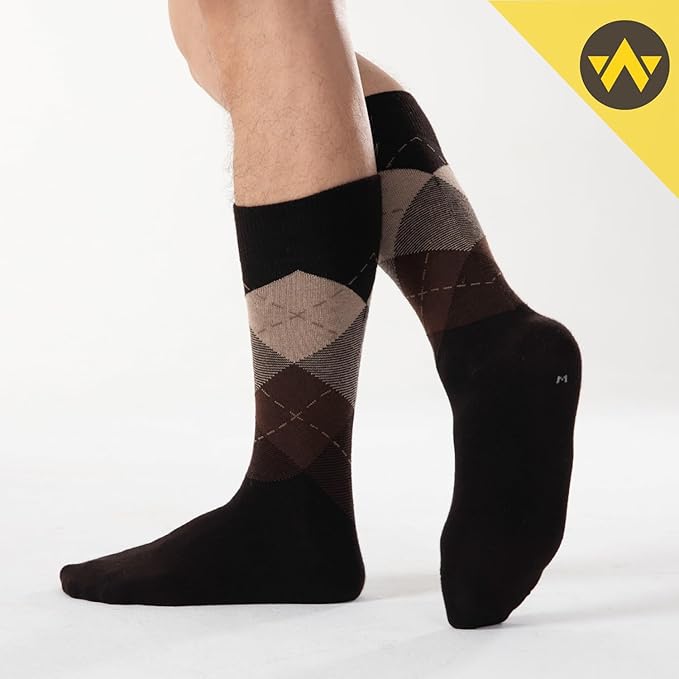 WANDER Men's Dress Socks Cotton Thin Classic Lightweight Socks 6/8 Pairs Solid & Patterned Soft Breathable Socks