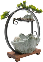 Backflow Incense Holder with Water Fountains and LED Light, Rockery, Horse and Plants Perfect for Relaxing or Home Decor (Horse witn Rockery)