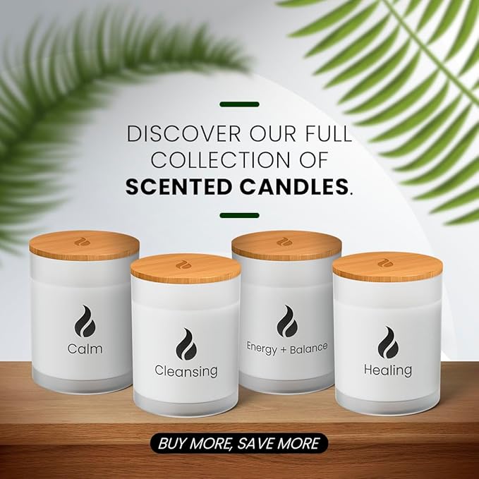Natur IX Cleansing Scented Candles for Home | Sage & Palo Santo | Natural Non Toxic Soy Candles with Essential Oils | 50 H Long Burning | (Healing | Eucalyptus & Sage)