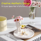 Incense Holder Modern Ceramic, Creative Incense Burner Head Sculpture Figurine Jewelry Dish Trinket Tray Incense Ash Catcher for Burning Sage Stick Unique Gift Home Decor (White)