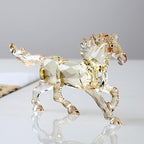 Crystal Horse Realistic Animal Art Figurine Collection Table top Ornament Statue Home Decor (Gold)