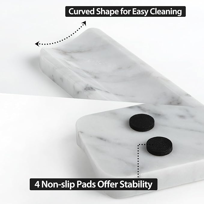 Koville Italian Carrara Natural Marble Incense Holder, Incense Holders for Sticks, Incense Burner Holder, Ideal for Meditation and Relaxing, Easy to Clean(Bianco Carrara)