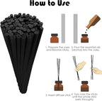 Resafy Reed Diffuser Sticks, Jecnovo Pack of 100 Fiber Sticks with Handmade Linen Bag, Safe and Non-Toxic, 9 Inches Long 3mm Diameter Aromatherapy Diffusers for Home, Spa and Office(Black)