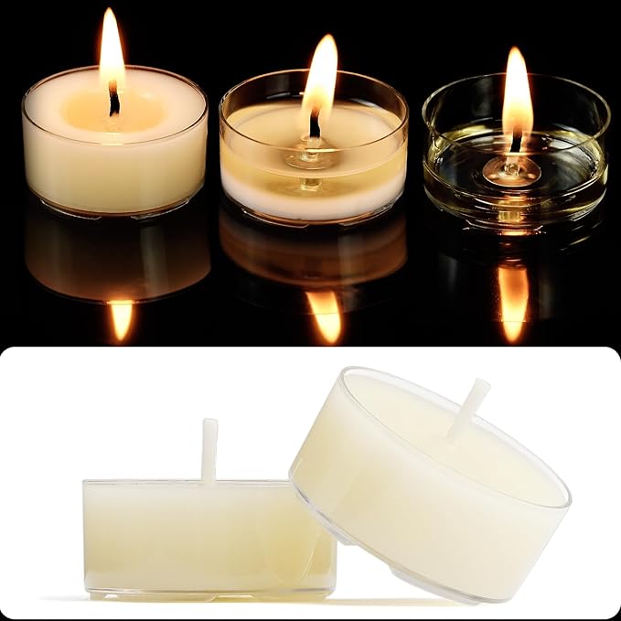 32 Count Pure Beeswax Tealight Candles Bulk - 4 Hour Clean Burning, Smokeless Candles for Birthday Party,Wedding,Spa (Ivory)