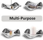 6.7 "Ceramic Incense Burner for Incense/Coil,Wavy Base with Brass -Incense Holder for Sticks,with Ash Catching Bowl for Meditation Yoga and Home Decoration (Silver)