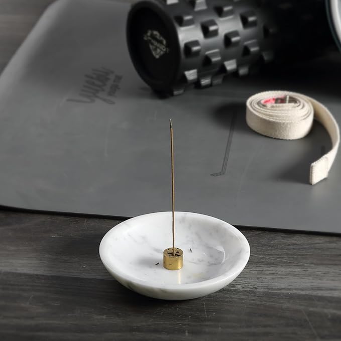 Koville Italian Carrara Marble Incense Holder, Upgraded 6" Incense Holders for Sticks, Sturdy Incense Burner Ash Catcher, Ideal for Meditation, Relaxing, Easy to Clean