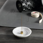 Koville Italian Carrara Marble Incense Holder, Upgraded 6" Incense Holders for Sticks, Sturdy Incense Burner Ash Catcher, Ideal for Meditation, Relaxing, Easy to Clean